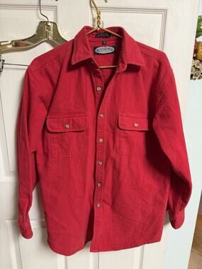 Men's Canyon Guide Outfitters Long Sleeve Button Down Cotton Shirt Red Med 44w